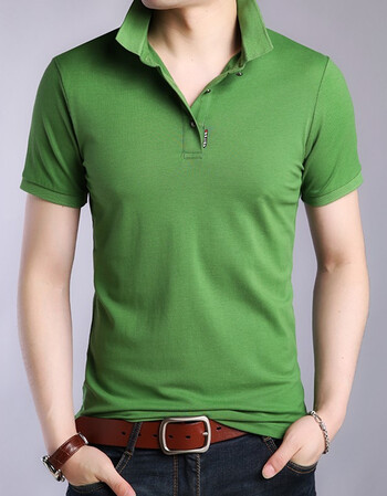 男士中年30-40纯色棉体恤polo衫男装修身纯色t恤夏季 shpl-201绿色