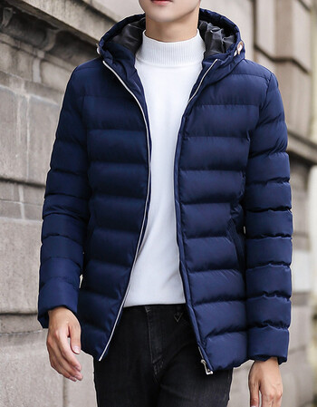 新款男士棉衣外套青少年潮流棉服韩版学生休闲帅气上衣服品质 深蓝色