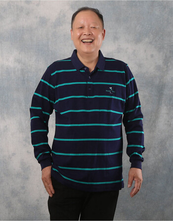 中老年爸爸男装春秋加肥加大码肥佬胖子男士宽松条纹长袖t恤全棉 绿色