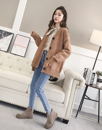 春装2018新款女毛衣开衫外套秋冬宽松韩版时尚早春季针织衫上衣服