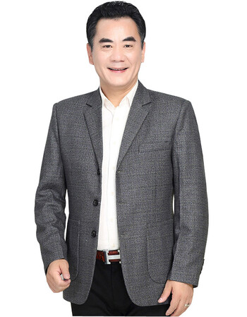春秋中老年男士西服外套爸爸装单西便服中年休闲免烫西装单件 烟灰