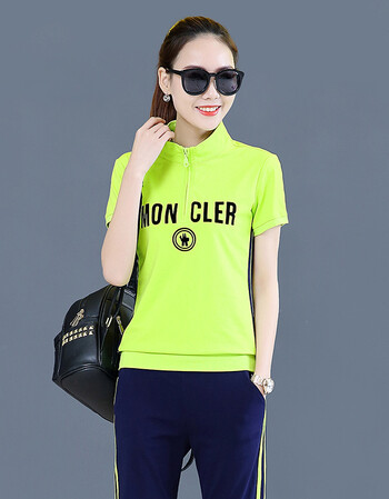 雅兰貂运动套装女2018夏装新款韩版时尚立领套头卫衣休闲短袖两件套