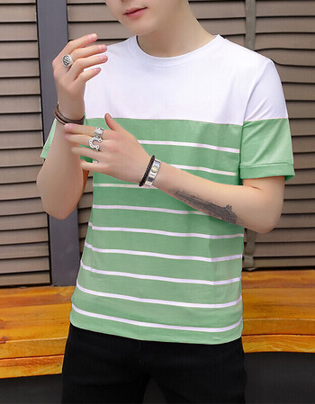 美邦 顿旗舰店夏季新款男士休闲短t 圆领青潮流男装纯棉t恤 绿色 l