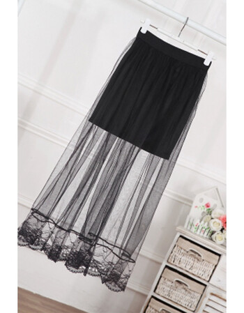 莫卡妮雪新款高腰燕尾女a字蕾丝网纱长裙夏款修身半身裙包臀裙中长款