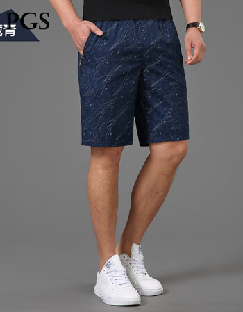 男士夏季纯棉沙滩裤中年男短裤中老年休闲大裤衩宽松款口袋带拉链