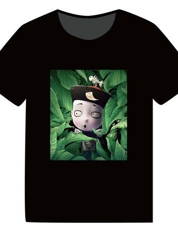 僵小鱼周边动漫t恤情侣装小僵尸衣服夏季宽松纯棉二次元t男女短袖 黑