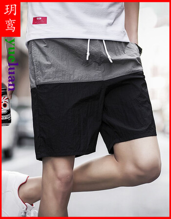 鸾ins港仔文艺风沙滩短裤男士海边休闲裤潮牌日系原宿情侣游泳裤 黑色