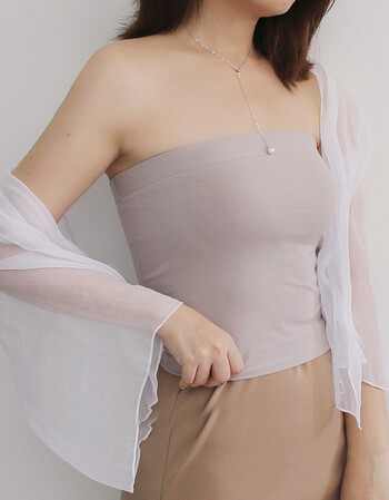 晚晚同款女士奥代尔无袖抹胸裹胸宽边背心女短款性感打底衫女内搭 浅