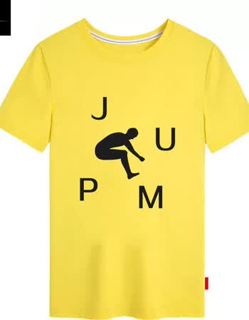 英文单词创意jump个性时尚休闲纯棉圆领短袖t恤半截袖套头衫 黄色 l