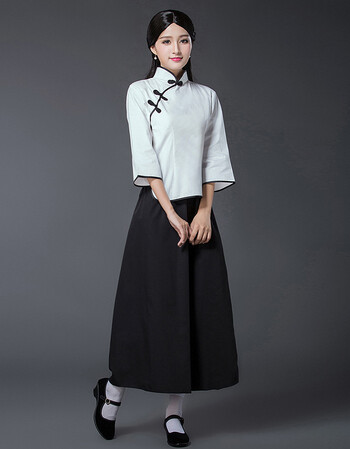 民国学生装中长裙女五四青年装民国套装演出服民国服装民国风女装