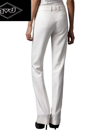 qvd职业西裤女中腰修身直筒裤女白色正装裤女裤子12201 白色 29