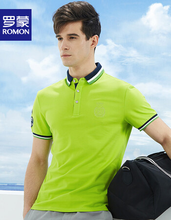 休闲短袖t恤男2018夏季薄款青年棉质polo衫纯色免烫短袖上衣男士 绿色