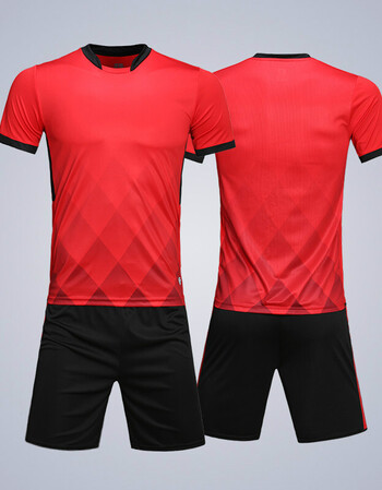 足球服套装男定制短袖光板足球衣夏季儿童足球训练服组队队服 红色