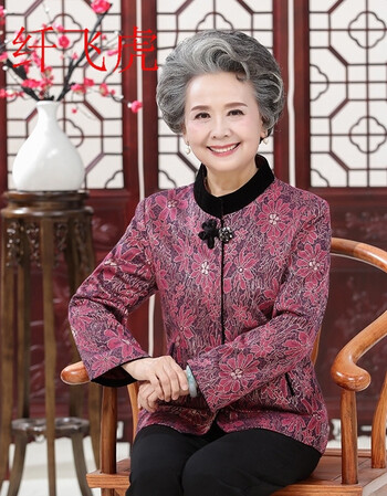 纤飞虎春秋款60岁以上老人穿褂子75姥姥80多老太太们穿棉外套夹克外