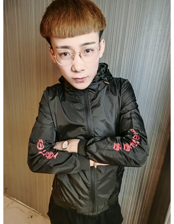 快手红人李牌牌同款夏季新款男修身防晒服社会精神小伙外套潮男 黑色