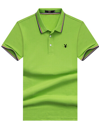 翻领纯色polo衫半袖流行男装汗衫体恤青年有领男t恤上衣服夏季 果绿色
