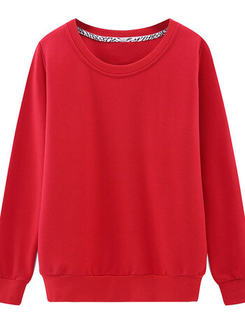 新款春装卫衣女纯色圆领无帽韩版学生潮套头宽松薄上衣抖音 大红色 s