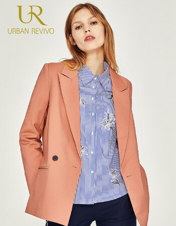 urban revivo ur女士翻领西装 粉红 s