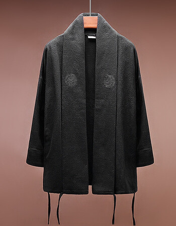 男僧服居士佛系禅修服纯棉民族风和尚僧袍披风中国风男装外套 炭黑色