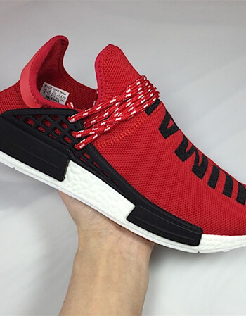 联名nmd巴斯夫人类爆米花男鞋新款夏季跑步运动纯色鞋子 红色 42