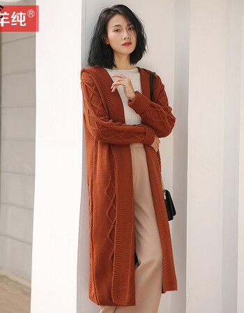 大款毛衣女宽松粗毛线秋冬季新款2017韩版中长款针织开衫外套加厚