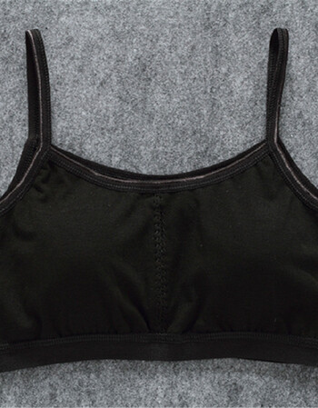 纯棉少女文胸 发育期中学生胸衣小背心式女孩内衣无钢圈夏季薄款 黑色