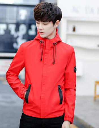 2018春秋装新款夹克男装韩版修身个性潮男青少年帅气上衣 1788 红色