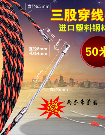 高强度电工穿线器电线网线穿管器扁头大孔引线器过直角弯穿线神器 三
