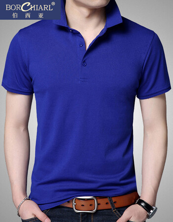 borchiarl品牌短袖t恤男2018夏季新款青年翻领修身薄款时尚休闲上衣
