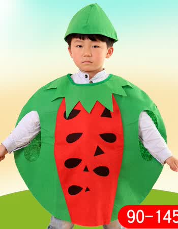 新品环保服装儿童时装秀子装走秀幼儿园小孩六一演出服表演服 西瓜
