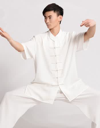 2018新款太极服男夏季棉麻太极拳服装练功服中老年短袖套装中国风