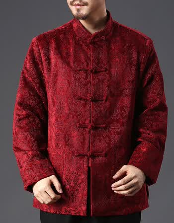 唐装男长袖外套中式礼服爸爸装中老年生日宴会爷爷装夹克祝寿上衣 深
