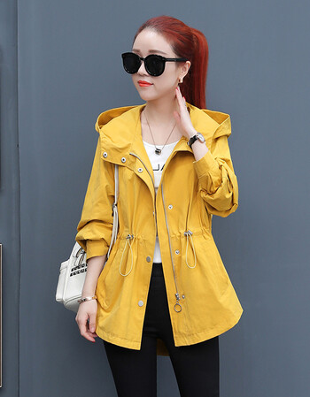 彩衣妮凡彩衣妮凡外套女2018春装新款韩版时尚春季外衣收腰显瘦连帽春