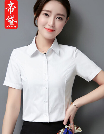 夏季休闲韩版长袖修身工作服职业正装女士衬衣纯色上衣 白色(短袖) s