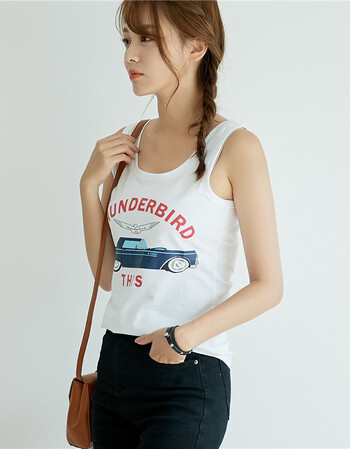 派尼美特新款韩版无袖印花t恤宽松显瘦可爱打底外穿女生背心时尚潮流