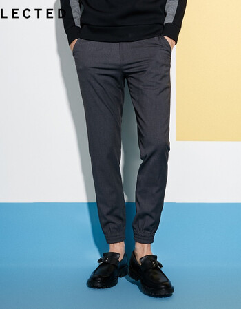春季新款混纺男松紧束口休闲长裤s| 深花灰charcoal melange 185/88a