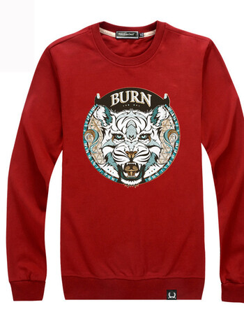 休闲长袖新品上衣 薄款卫衣韩版潮流男装 红虎 xxxxl