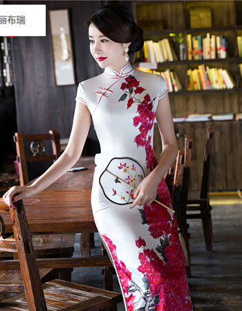 珂丽布瑞-礼服长裙女修身时尚改良显瘦妈妈装旗袍裙 图片色 xl