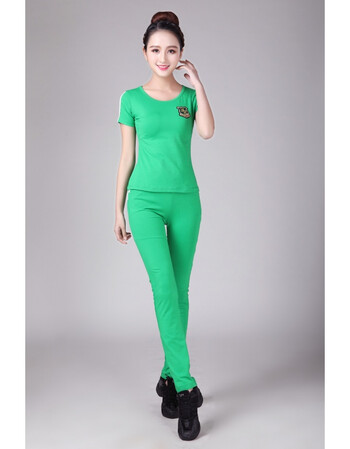 新款运动服装水兵表演演出服装套装广场舞服装健身休闲服装 绿衣绿裤