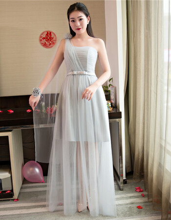 韩式姐妹团伴娘服敬酒宴会毕业日常礼服裙b 银灰色d款 抹胸单肩肩款