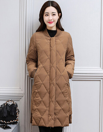 棉衣女中长款2017冬装新款v领开叉棉服修身韩版时尚大码棉袄外套