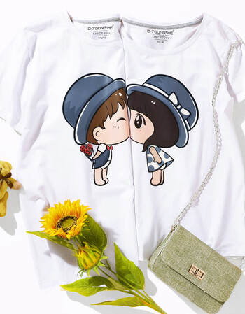 夏尔维纳同色系情侣装夏装2018新款潮白色t恤上衣短袖女学生宽松韩版