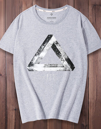 潮牌大码男装t恤 经典三角基础logo彭罗斯半截袖欧美街头肥佬短袖