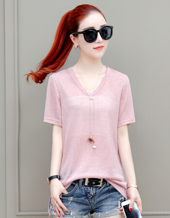 夏尔维纳短袖冰丝t恤女2018夏装新款女装上衣服夏天韩版宽松百搭显瘦