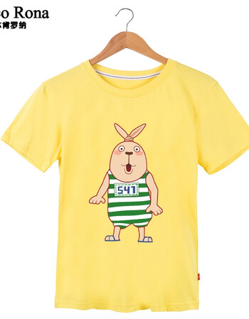 夏季小清新款情侣装短袖卡通圆领t恤 越狱兔可爱情侣t恤 男款黄色 xl