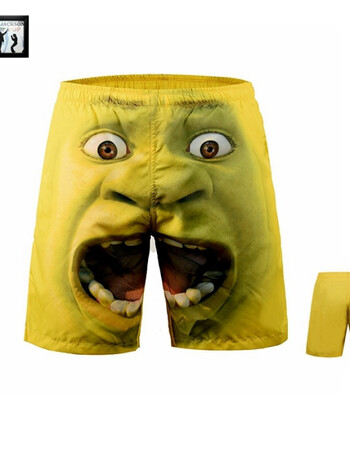 嘟嘟猴大裤衩动物沙滩短裤熊猫龙袍搞笑欧美图案男女速干短裤夏季