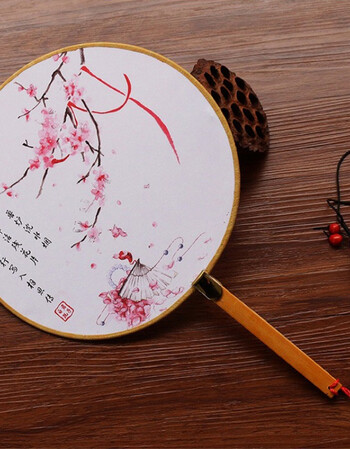 复古风圆扇宫扇圆形手工女式扇子 影楼古典素雅婚纱摄影拍照道具