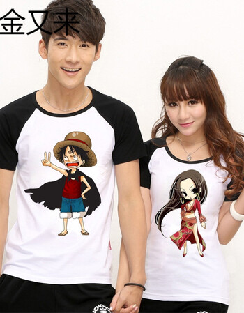 2018夏季潮牌情侣装t恤海贼王路飞女帝蛇姬侣t恤衣服动漫男女装 路飞