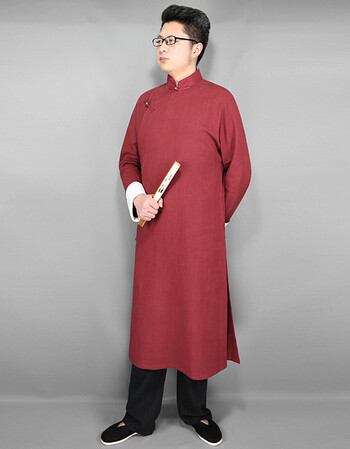 长衫男民国男装长袍马褂外套棉麻相声大褂演出文艺复古中式伴郎服 酒