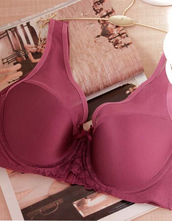 模杯舒适款bcd全罩杯大码背心式文胸内衣胸罩有钢圈 酒红色 75c【图片